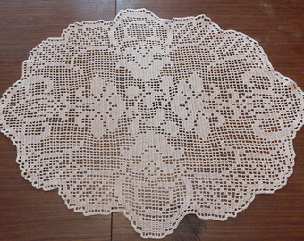 oval crochet tablecloth - crochet doily - oval tablecloth - oval crochet  doily - BDFBGHR