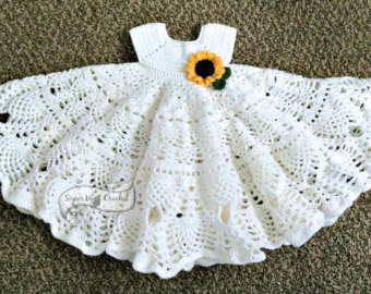 pineapple lace crochet baby dress pattern ESEOCJM