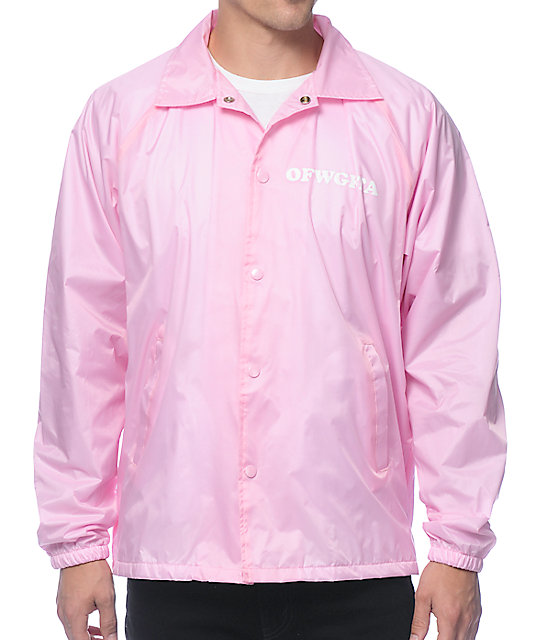pink jacket odd future donut leaf pink coach jacket TXUOMLC
