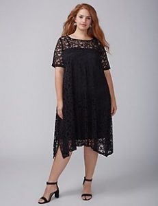 plus size dress short-sleeve lace swing dress EKWIBMD