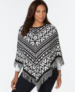 plus size jacquard fringe poncho sweater, only at macyu0027s ZRISSHG