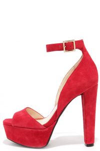 pretty red heels - kid suede heels - platform heels - $95.00 MZDXQTW