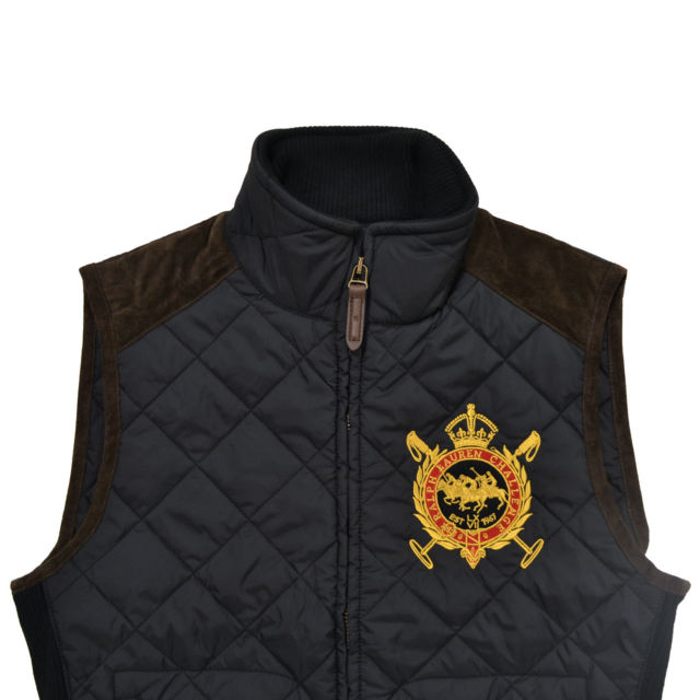 ralph lauren womens quilted puffer vest jacket large crown crest logo l  black YEJTOUD
