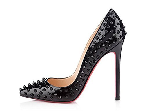 red bottom heels katypeny womens rivet stud pointed toe stilletto high heels pumps for  bridal prom party LNVTQYE