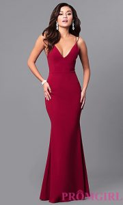 red prom dress long open-back v-neck cheap prom dress - promgirl QJAGMZI