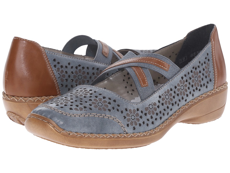 Reiker shoes rieker 41325 doris 25 (white denim/nuss/beige blue) womenu0027s maryjane shoes ORJCJBC