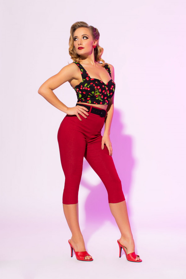 rockabilly clothing allison capri pants in red bengaline by traci lords ... IZNUUMI