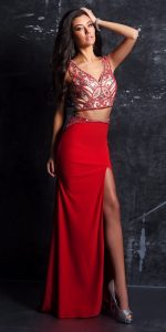 sexy prom dress sexy embellished two piece dress with slit - nina canacci - 1263 IWQPIRE