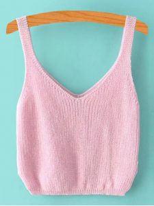 shops ribbed sleeveless knitted tank top - pink one size(fit size xs to m NASFTLL