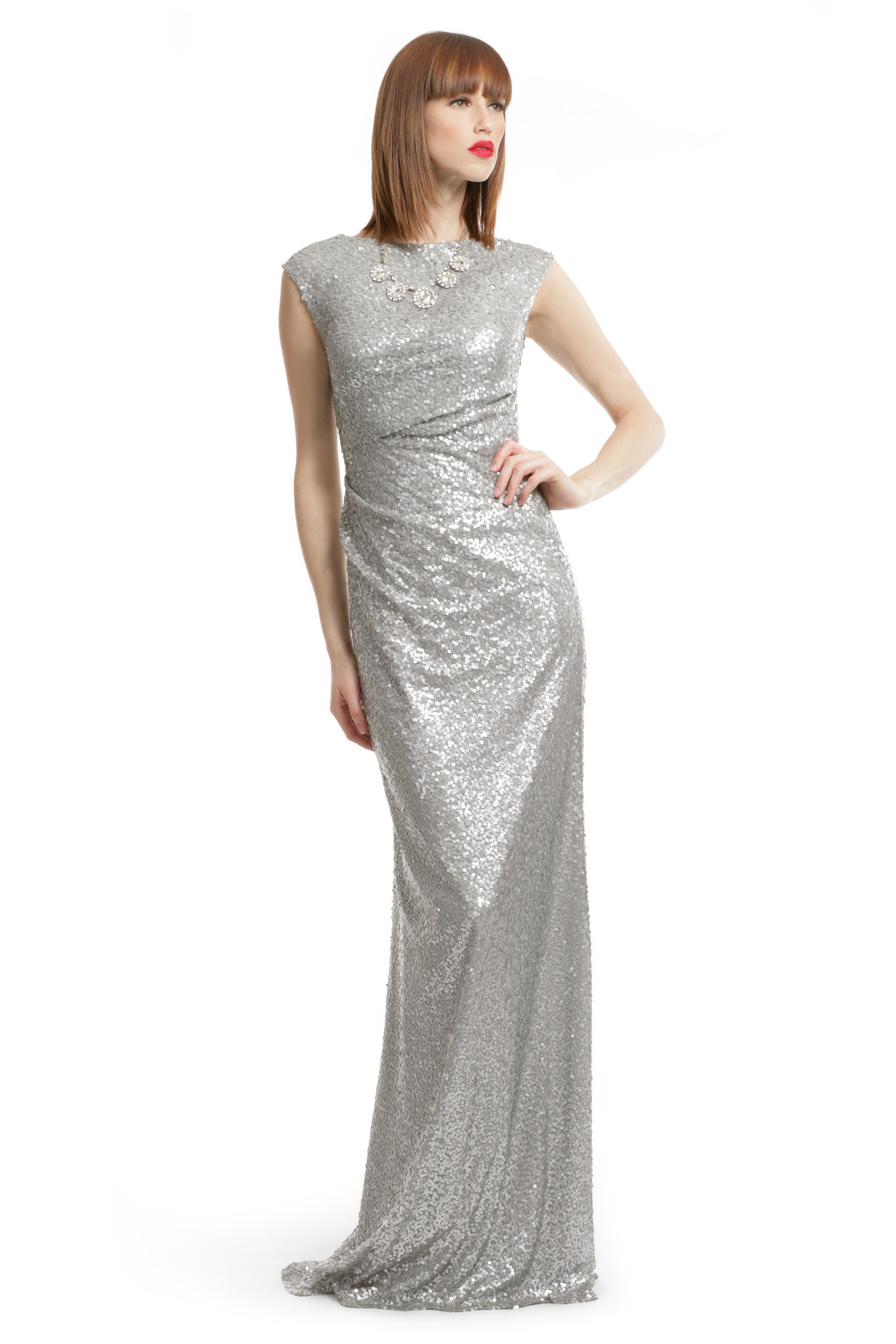 silver sequin dress silver sequin shine gown by david meister for $49 | rent the runway XDOOXBI