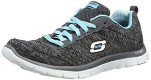 Skechers sneakers skechers womens flex appeal - pretty city black/light blue cross trainer - 5 WBUSRWL