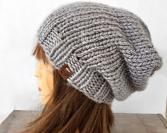 slouchy beanie / hand knitted beanie / knit beanie / winter knit hat / BFGTECQ