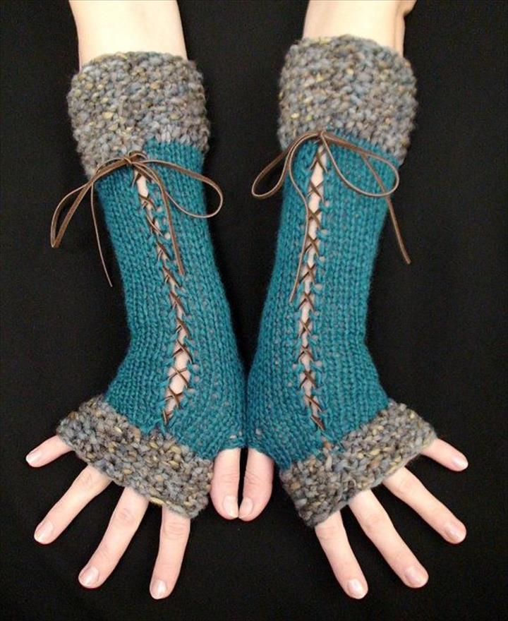 stylish long leather lace ends crochet fingerless gloves KQDMDWS
