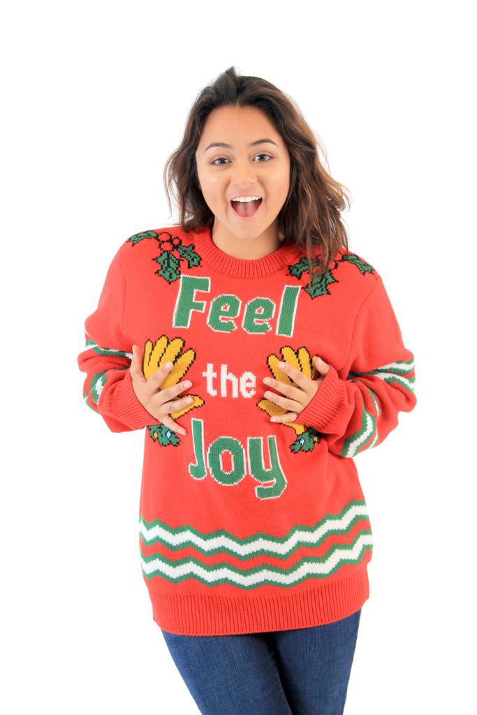 tacky christmas sweaters feel the joy groping hands tacky christmas sweater IWYLTLP