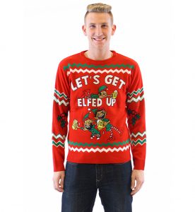 tacky christmas sweaters letu0027s get elfed up drunken elves ugly christmas sweater DGSNUQR