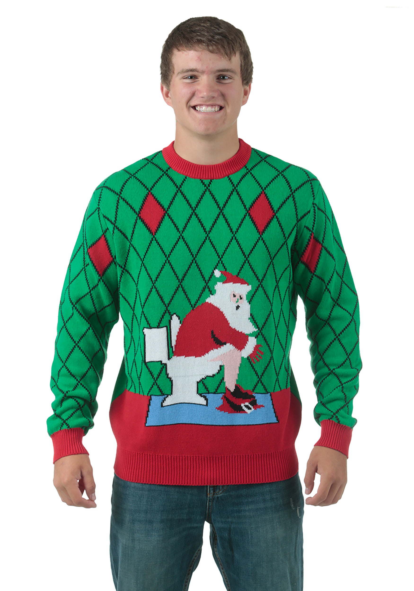 tacky christmas sweaters toilet santa ugly christmas sweater SZPEXJD