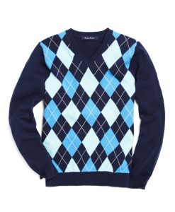 v-neck argyle sweater navy AZUHORG