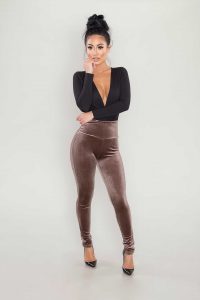 velvet leggings - brown YMHYREA