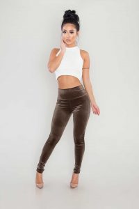 velvet leggings - olive EJOBWPF