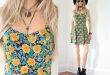 vintage clothing 90s floral dress 90s grunge sunflower dress floral mini dress rayon dress  90s dress VFUTKKG