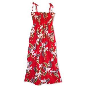 volcanic red maxi hawaiian dress - lavahut LOEWDBA