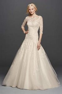 wedding dresses with sleeves long a-line vintage wedding dress - oleg cassini ULQVUAH