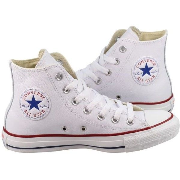 white high top converse converse womens shoes all star high white leather ($85) ❤ liked on polyvore  featuring PABJMOW