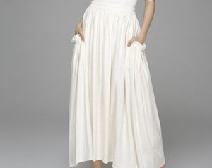 white maxi skirt, high waisted skirt, maxi skirt, linen skirt, white skirt ZQZOFXY