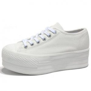 white platform sneakers amazon.com: womenu0027s white simple canvas platform sneakers low top trainers:  shoes NDOXBUW