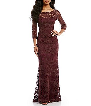 womens dresses tadashi shoji embroidered lace gown NGQWKSP