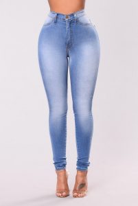 womens jeans classic high waist skinny jeans - light blue SYIPOJV