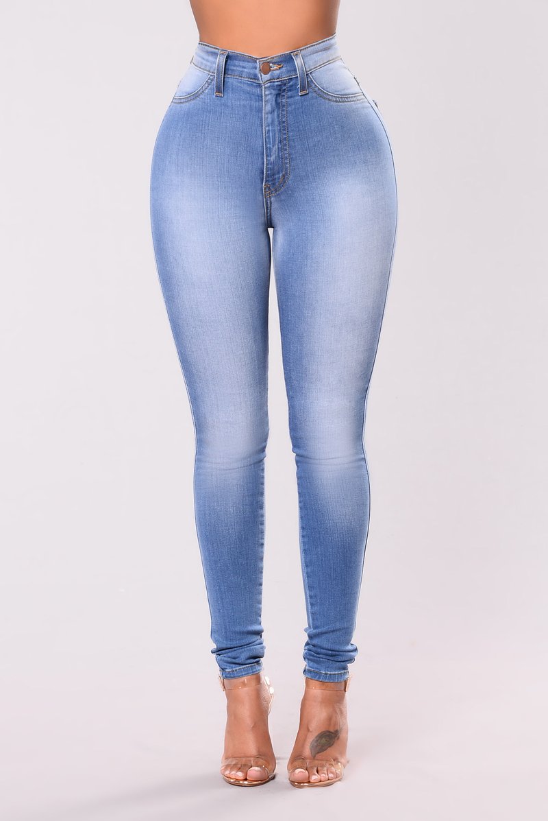 womens jeans classic high waist skinny jeans - light blue SYIPOJV