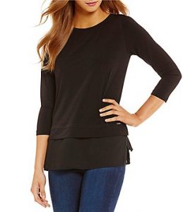 womens tops ivanka trump matte jersey georgette hem tunic ECOREEU