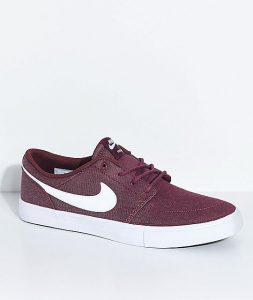 nike skate shoes nike sb portmore ii burgundy u0026 white skate shoes ... IWJFOLF