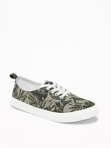 printed elastic-lace canvas sneakers for girls CZOLXKO