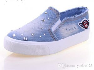 sneakers for girls children shoes for girls fashion kids sneakers elastic band denim kids  shoes AWCOFHZ