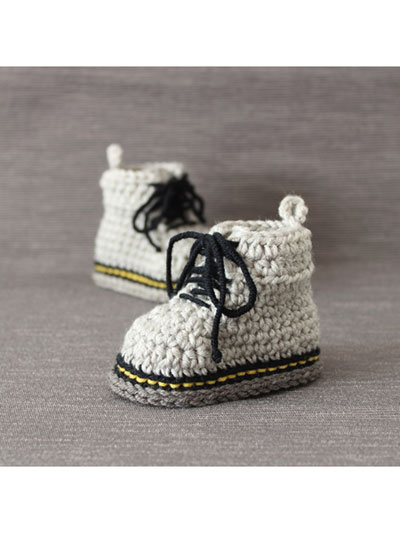 Crochet Baby Booties & Socks - Martens Style Baby Booties Crochet