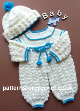 Free baby crochet pattern rompers and bobble hat usa