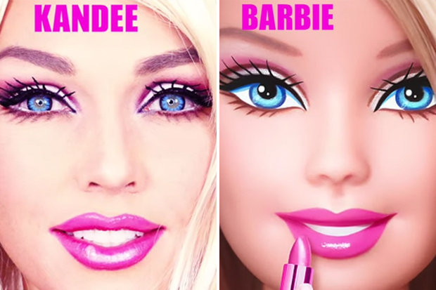 Youtube star Kandee Johnson does amazing Barbie makeup tutorial