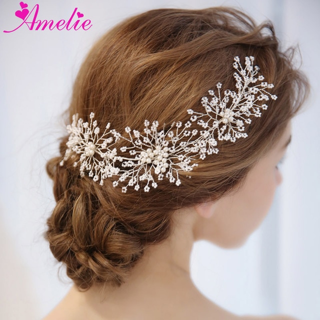 Bridal Gown Hair Accessories Headbands Floating Pearl Bead Cluster