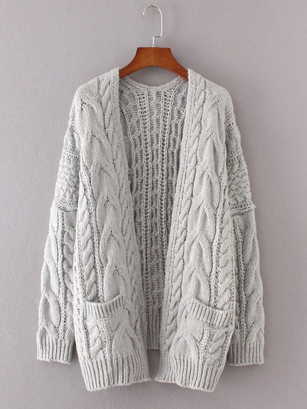Drop Shoulder Cable Knit Cardigan | SHEIN