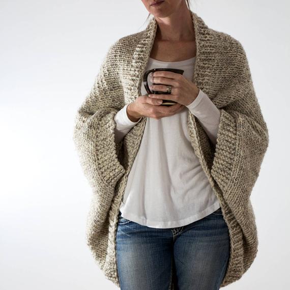 Knitting Pattern Oversized Scoop Sweater Knit Cardigan | Etsy