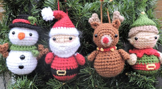 Christmas Crochet Pattern, Christmas Ornament Crochet Pattern, Christmas  Ornaments Pattern, Crochet Santa, Crochet Snowman, Crochet Rudolph
