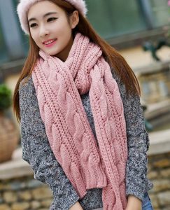 Pink Cable Knit Scarf. Chunky Knitted Scarf. Color Choice | GlamUp