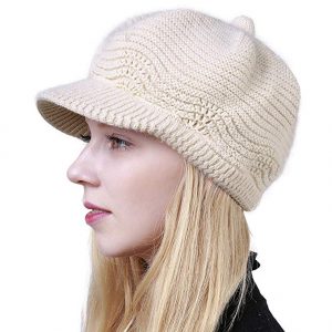 Women's Winter Hat Slouchy Cable Knit Visor Crochet Beanie Hats Warm