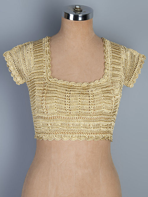 Buy Golden Neemzari Thread Crochet Blouse Online at Jaypore.com