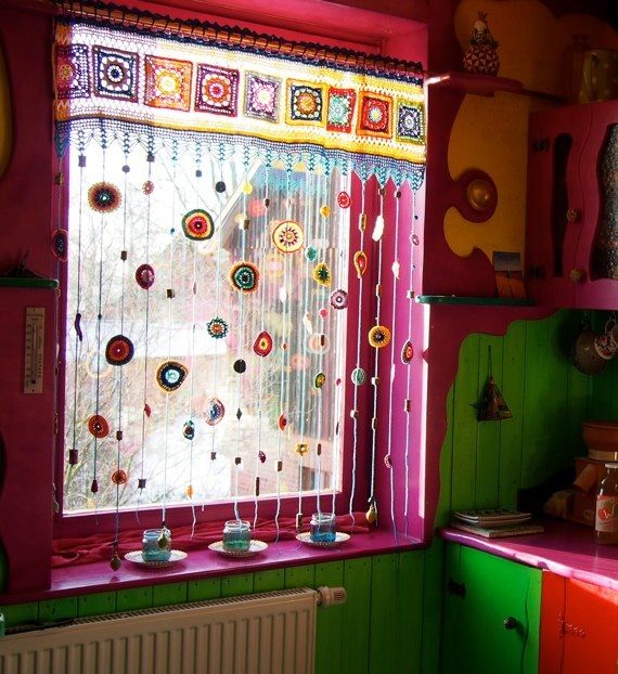 The crocheted window treatment of your rainbow daydreams | windows