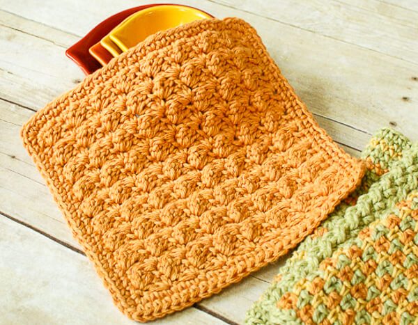 Textured Crochet Dishcloth Pattern | Petals to Picots