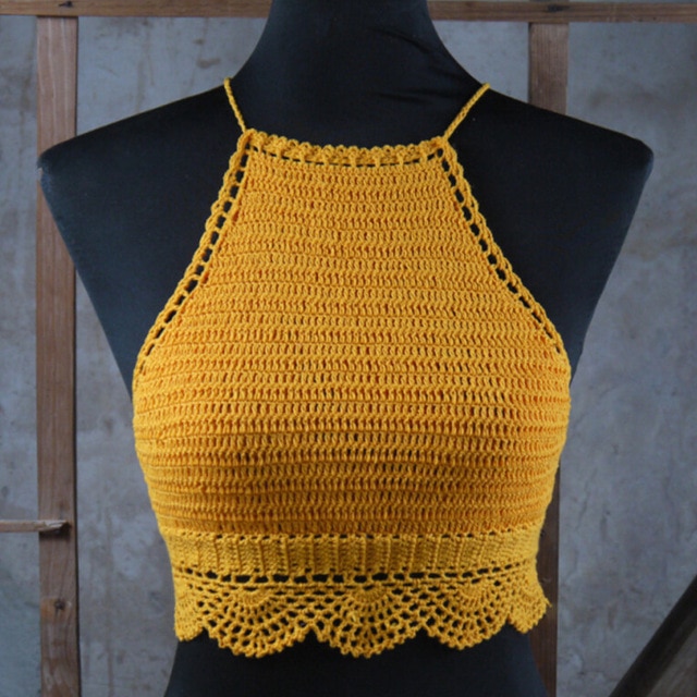 Handmade Crochet crop tops, crochet knitted bikini swimwear, bathing