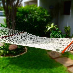 Sol Lving Cotton Close Weave and Crochet Hammock Double 55 x 82